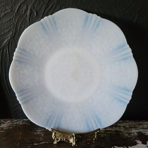 Vintage Macbeth-Evans Sweetheart Monax Opalescent Milk Glass Plate c 1930